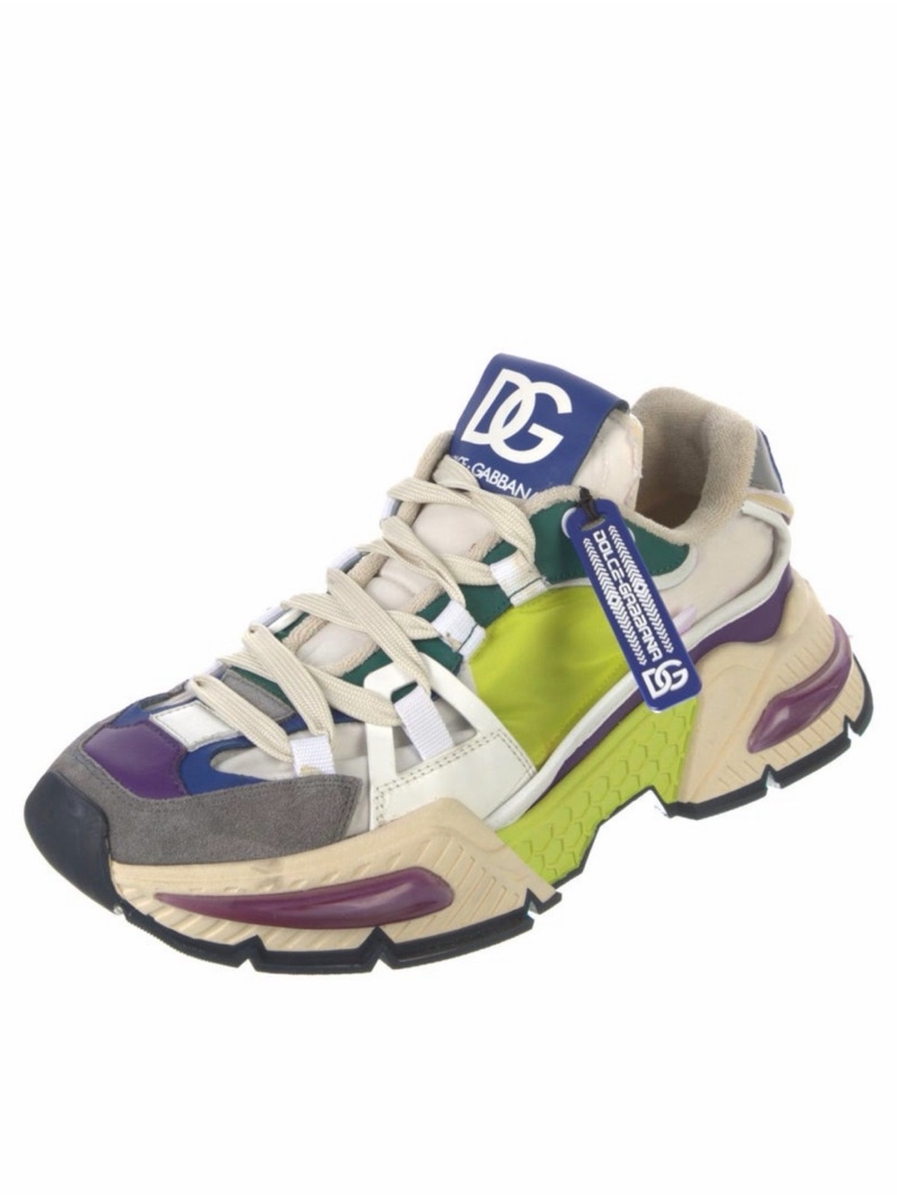 Dolce & Gabbana Colorblock Purple, Green & Navy Sneakers